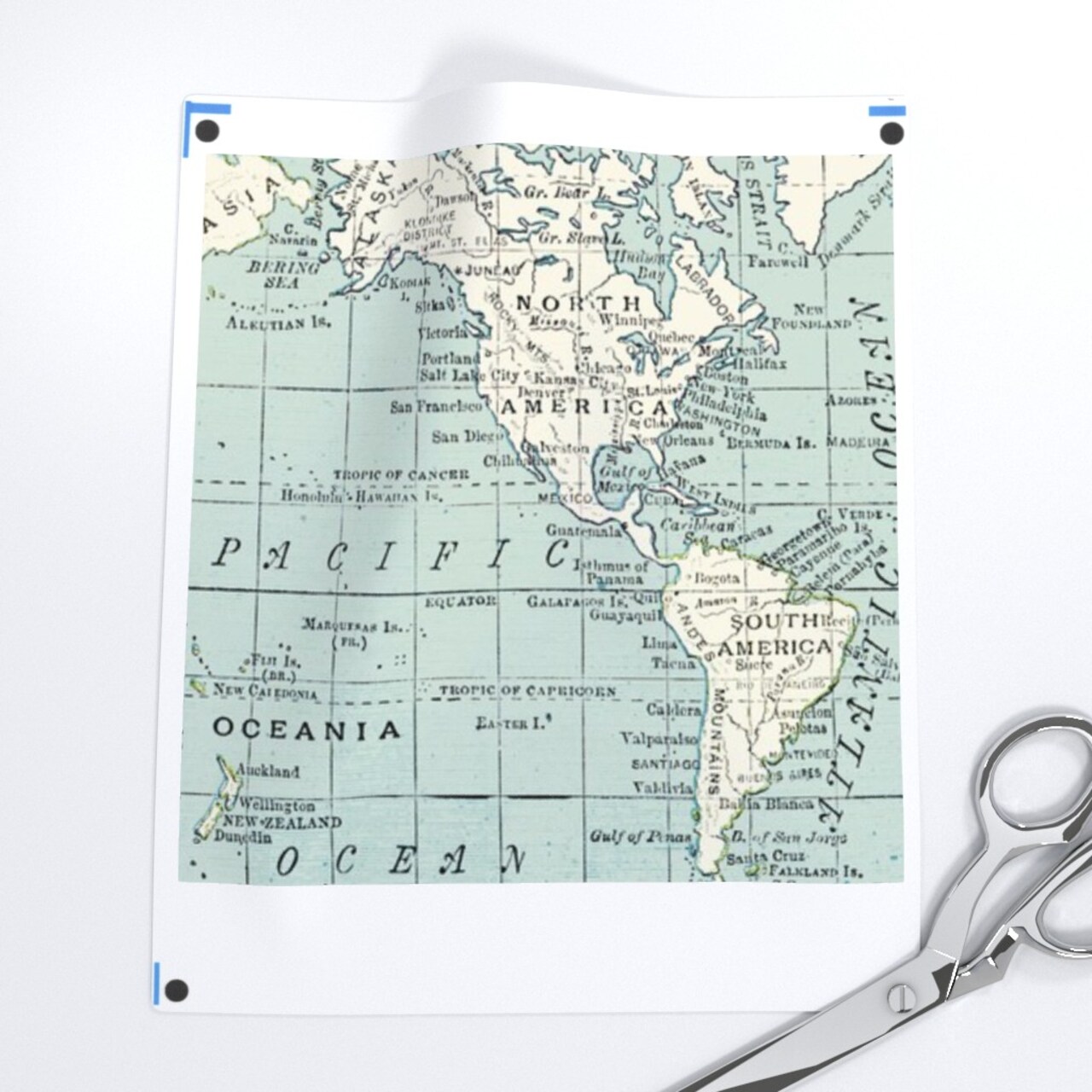 Vintage Maps Blue And Cream World Map Geography Countries Travel Custom Printed Fabric by Spoonflower Various Fabrics by the Yard or Fat Quarter